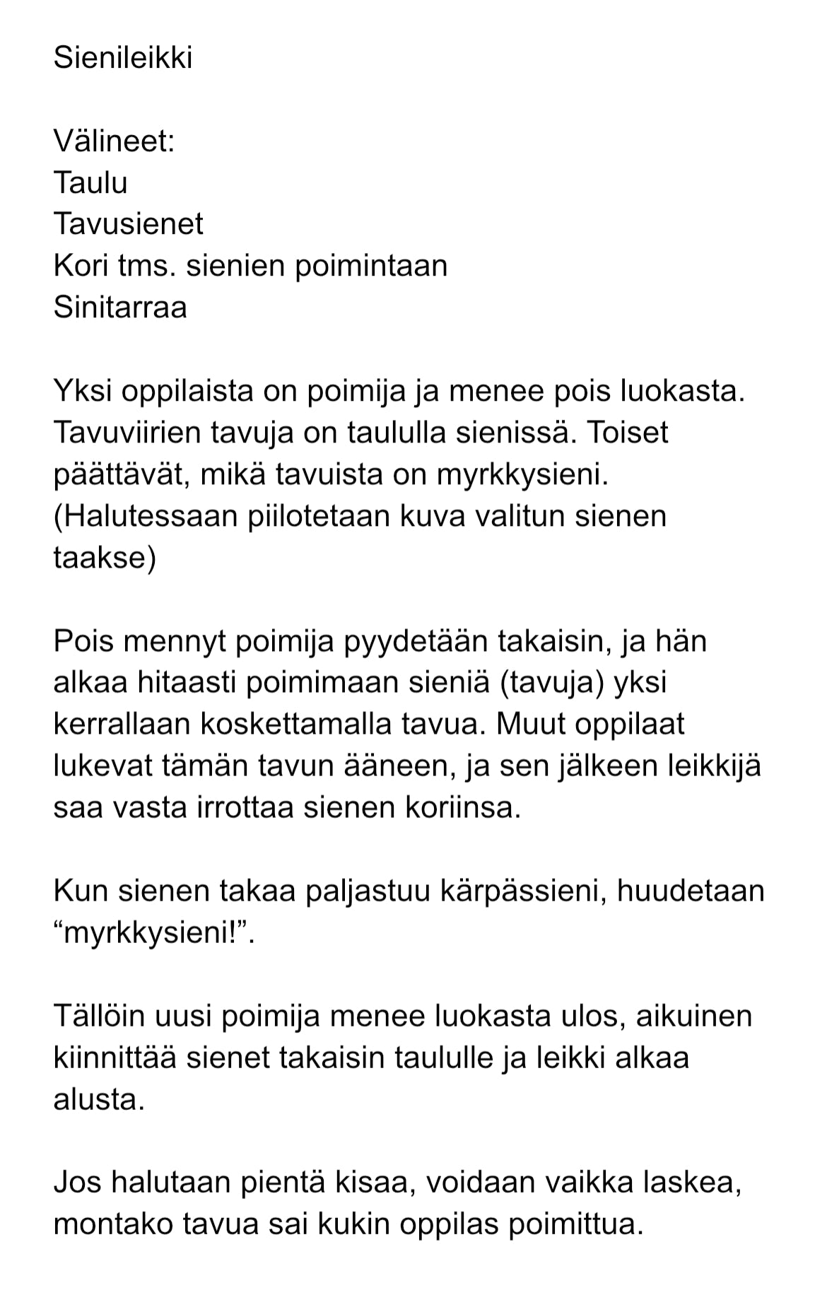 Sienileikki S-kirjain